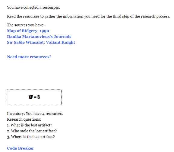 Screenshot of Research Process narrative activity. Click to access the story.